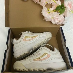 FILA WHITE ROSE GOLD GIRLS SHOES